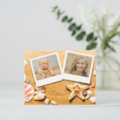 Ocean Beach Zeesterren schelpen twee foto Briefkaart (Staand voorkant)