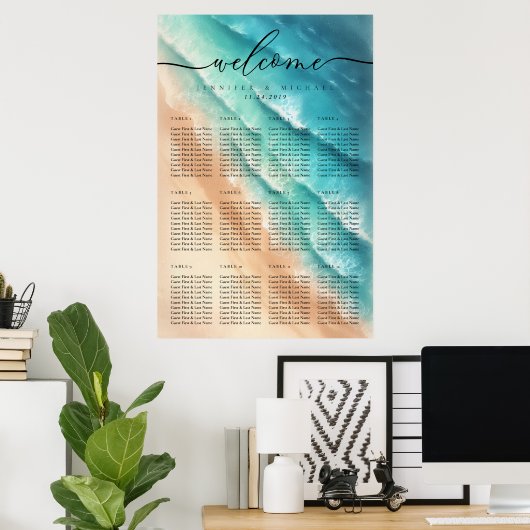 Ocean Beach Zomer Party Bruiloft Tafelnummers Poster (Thuiskantoor)