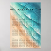 Ocean Beach Zomer Party Bruiloft Tafelnummers Poster (Voorkant)