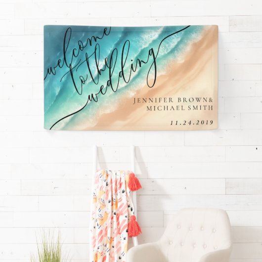 Ocean Beach Zomer Party Welkom Bruiloft Spandoek (Insitu)