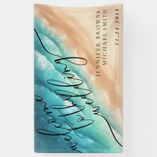 Ocean Beach Zomer Party Welkom Bruiloft Spandoek (Verticaal)