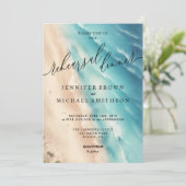 Ocean Beach Zomer Waterverf Trouwdiner Kaart (Staand voorkant)