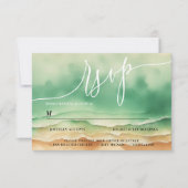 Ocean Beach Zomer Zon Waterverf Elegant RSVP (Voorkant)