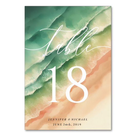 Ocean Beach Zomerzon Zand Waterverf Tafel Kaart (Achterkant)