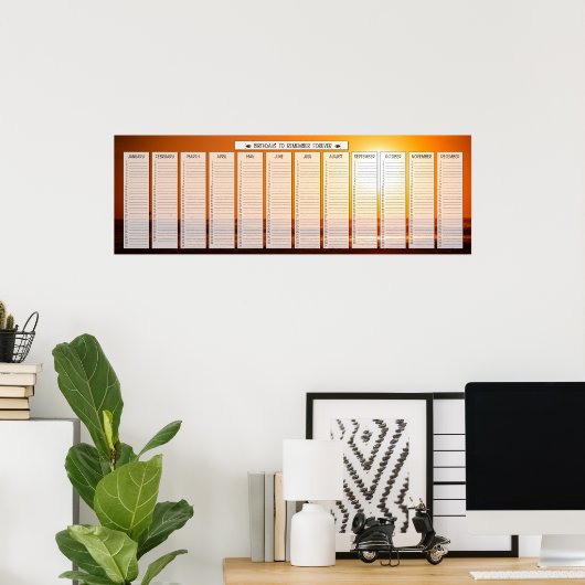 Ocean Beach Zonsopgang Verjaardagskalender Poster (Thuiskantoor)