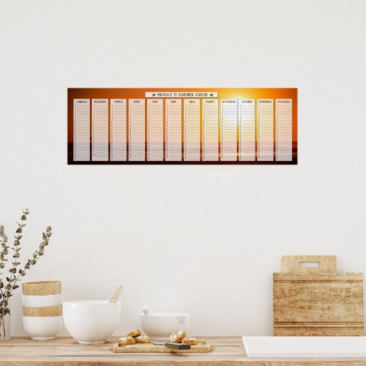 Ocean Beach Zonsopgang Verjaardagskalender Poster (Keuken)