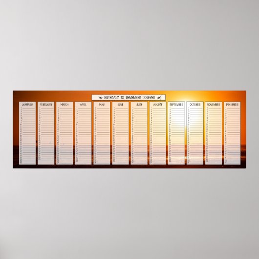 Ocean Beach Zonsopgang Verjaardagskalender Poster (Voorkant)