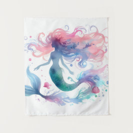 Ocean Beauty Waterverf Mermaid Art Wandkleed