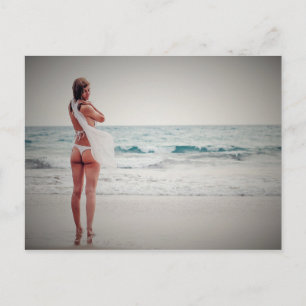Ocean Bikini Jonge Vrouw Vakantie Zomer Thong Feestdagenkaart