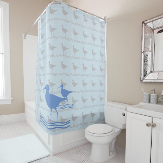 Ocean Birds Sandpipers Douchegordijn (In situ)