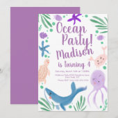 Ocean Birthday Fish Zee Animals Invision Kaart (Voorkant / Achterkant)