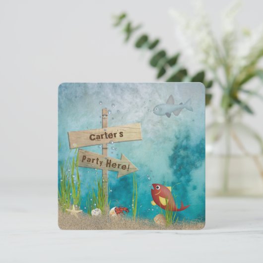 Ocean Birthday Party Kaart (Staand voorkant)