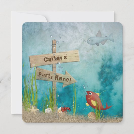 Ocean Birthday Party Kaart (Voorkant)