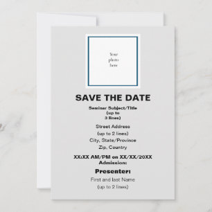 Ocean Bl. en Lt. Grey Seminar Save The Date