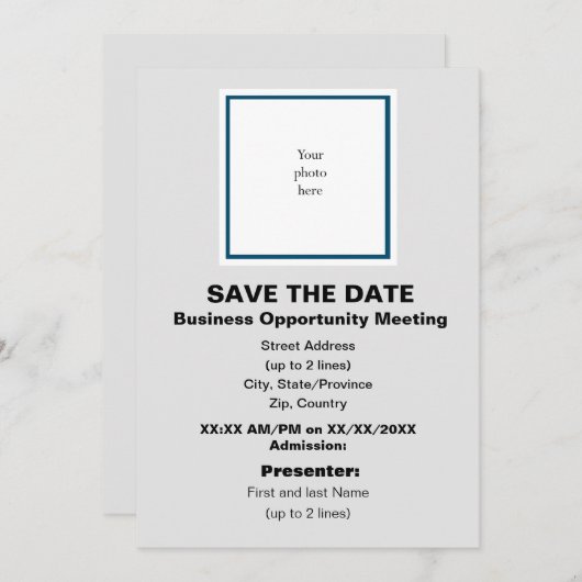 Ocean Bl & LT. Grey Business Opportunity Meeting Save The Date (Voorkant / Achterkant)