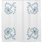 Ocean Blauw en Wit Moderne Bloem Douchegordijn (Voorkant)