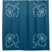 Ocean Blauw en Wit Moderne Bloemen Douchegordijn (Voorkant)