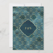 Ocean Blauw Goud Marokkaanse Boog Moslim Trouwdag Kaart (Achterkant)