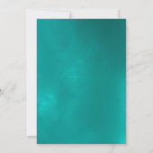 Ocean blauw gouden script strand bestemming bruilo kaart (Achterkant)