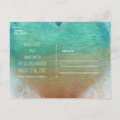 Ocean Blauw Hart Grunge Strand Tropisch Aankondigingskaart (Achterkant)