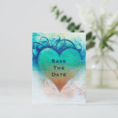 Ocean Blauw Hart Grunge Strand Tropisch Aankondigingskaart (Staand voorkant)