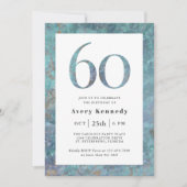 Ocean Blauw Marmeren Moderne 60e Verjaardagsfeestj Kaart (Voorkant)