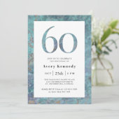 Ocean Blauw Marmeren Moderne 60e Verjaardagsfeestj Kaart (Staand voorkant)