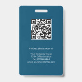 Ocean Blauw, Personeelsfoto ID met QR-code, Bedrij Badge (Achterkant)