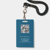 Ocean Blauw, Personeelsfoto ID met QR-code, Bedrij Badge (Achterkant met lanyard)