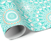Ocean Blauw Turquoise Medaillon Cadeaupapier (Rol Hoek)