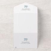 Ocean Blauwe Aquarel Bestemming Huwelijk van |   All In One Uitnodiging (Buitenkant)