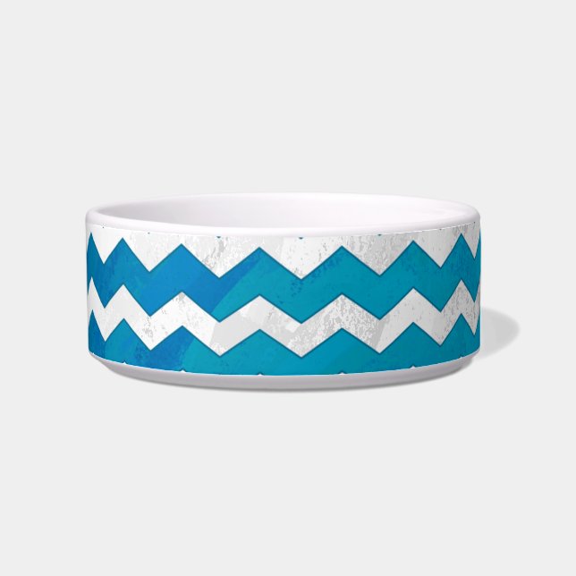 Ocean Blauwe Chevron Patroon Voerbakje (Rechts)