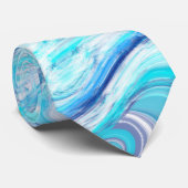 Ocean Blauwe Golf Marmer Textuur Abstract Vloeisto Stropdas (Opgerold)