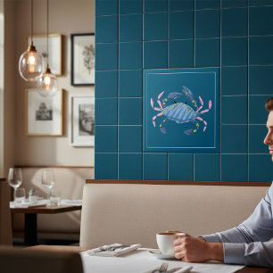 Ocean Blauwe Krab Marien Leven Artistieke Tegel Tegeltje
