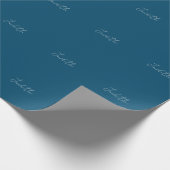 Ocean Blauwe Professionele Calligrafie Naam Cadeaupapier (Hoek)