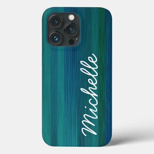 Ocean Blauwgroen Blue Green & White Custom Cursive Case-Mate iPhone Case (Achterkant)