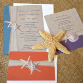 Ocean Blauwgroen Burlap en Starfish Beach Bruiloft Kaart