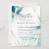 Ocean Blauwgroen Elegant Waterverf Kaart (Voorkant)