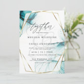 Ocean Blauwgroen Elegant Waterverf Kaart (Staand voorkant)