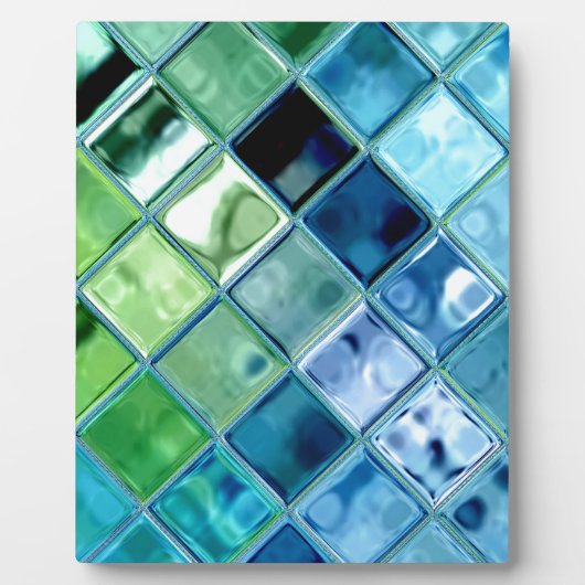 Ocean Blauwgroen Glass Mosaic Tegel Art Fotoplaat (Voorkant)