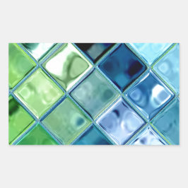 Ocean Blauwgroen Glass Mosaic Tegel Art Rechthoekige Sticker