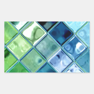 Ocean Blauwgroen Glass Mosaic Tegel Art Rechthoekige Sticker