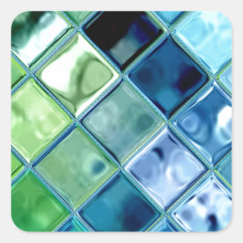 Ocean Blauwgroen Glass Mosaic Tegel Art Vierkante Sticker