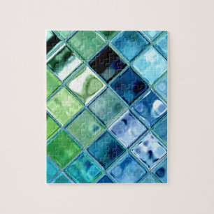 Ocean Blauwgroen Glass Mosaic Tile Art Legpuzzel