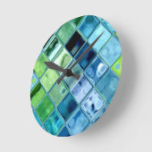 Ocean Blauwgroen Glass Mosaic Tile Art Ronde Klok (Hoek)