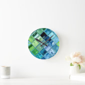 Ocean Blauwgroen Glass Mosaic Tile Art Ronde Klok (Huis)