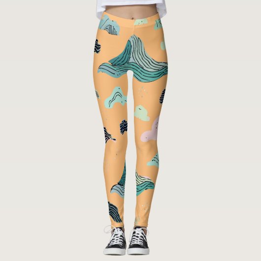 Ocean Bliss Artistic Leggings - Stijlvolle Aquatic (Voorkant)