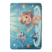 Ocean Bliss Bath Time meisje schattige dolfijnen Badmat (Voorkant Verticaal)