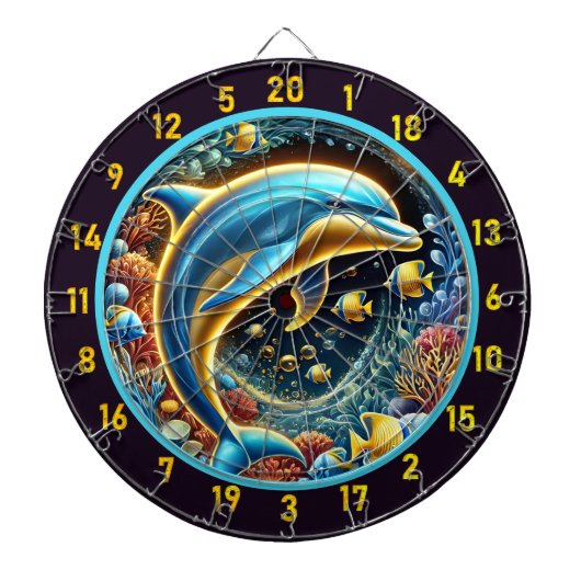 Ocean Bliss Dolphin Dartboard Design Dartbord (Voorkant)