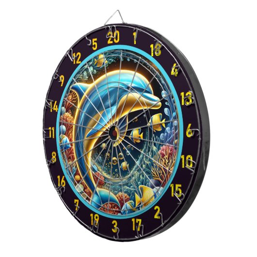 Ocean Bliss Dolphin Dartboard Design Dartbord (Voorkant Rechts)